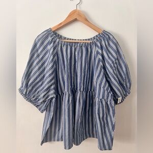 Old Navy Navy and White Striped Blouse